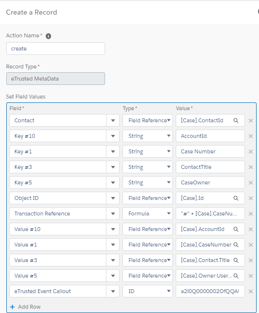 Immediate actions settings
