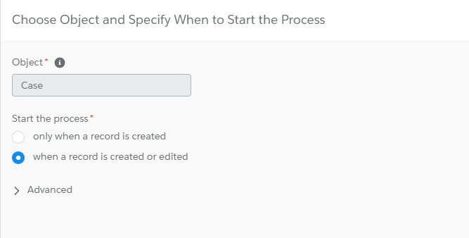 Start condition settings